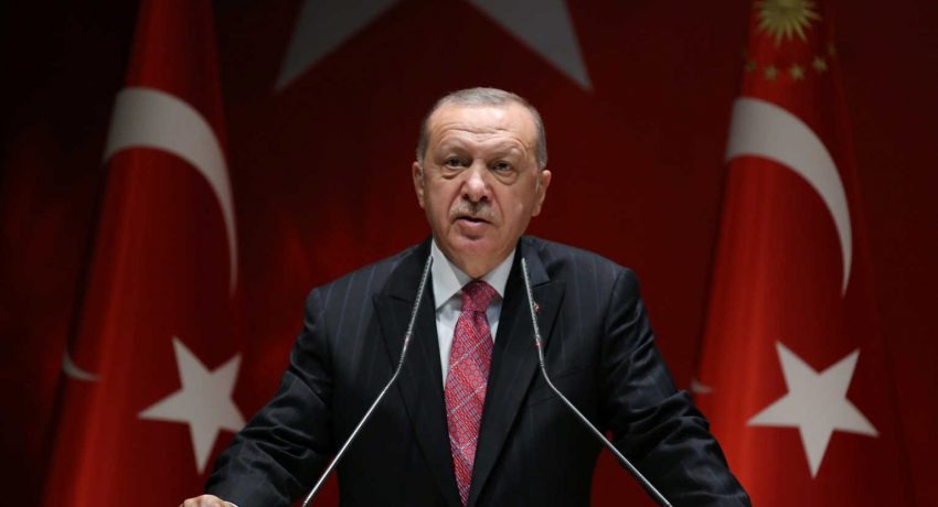 Turkish President Erdogan speaks during a meeting of his ruling AKP in Ankara
