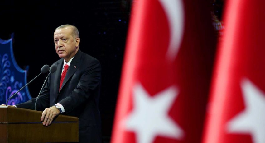 Turkish President Tayyip Erdogan makes a speech during a meeting in Ankara, Turkey October 26, 2020. Presidential Press Office/Handout via REUTERS ATTENTION EDITORS - THIS PICTURE WAS PROVIDED BY A THIRD PARTY. NO RESALES. NO ARCHIVE.