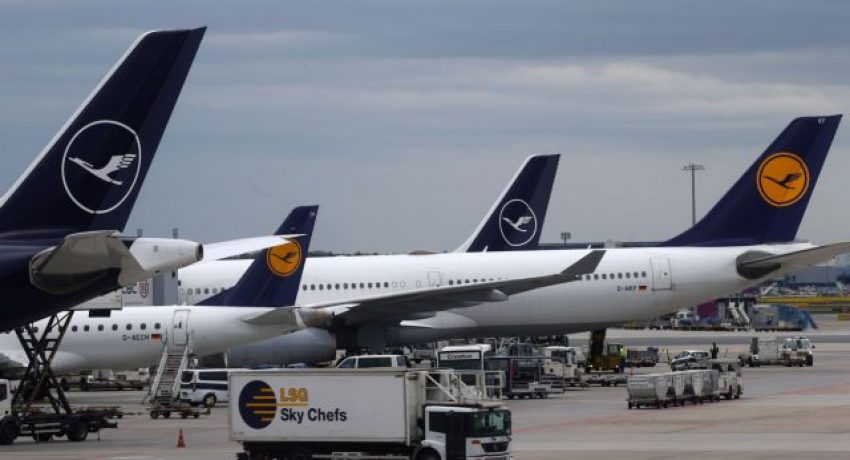 FILE PHOTO: Planes of German air carrier Lufthansa are photographed at the day of the airline's annual general meeting at the airport in Frankfurt, Germany, May 4, 2021.  REUTERS/Kai Pfaffenbach/File Photo