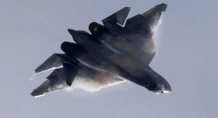 A Sukhoi Su-57 jet fighter performs during the MAKS 2021 air show in Zhukovsky, outside Moscow, Russia, July 25, 2021.  REUTERS/Tatyana Makeyeva