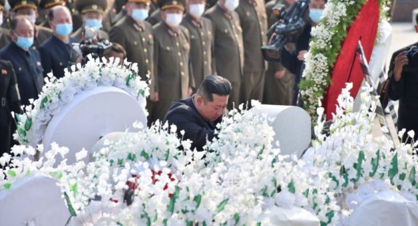 North Korean leader Kim Jong Un attends the state funeral for Marshal of the Korean People's Army and general adviser to the Ministry of Defence Hyon Chol Hae in Pyongyang, North Korea, May 22, 2022, in this photo released by North Korea's Korean Central News Agency (KCNA) May 23, 2022.    KCNA via REUTERS    ATTENTION EDITORS - THIS IMAGE WAS PROVIDED BY A THIRD PARTY. REUTERS IS UNABLE TO INDEPENDENTLY VERIFY THIS IMAGE. NO THIRD PARTY SALES. SOUTH KOREA OUT. NO COMMERCIAL OR EDITORIAL SALES IN SOUTH KOREA.