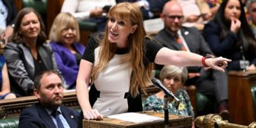 Labour Party Deputy Leader Angela Rayner gestures during Prime Minister's Questions at the House of Commons in London, Britain June 29, 2022. UK Parliament/Jessica Taylor/Handout via REUTERS THIS IMAGE HAS BEEN SUPPLIED BY A THIRD PARTY. MANDATORY CREDIT. IMAGE MUST NOT BE ALTERED.