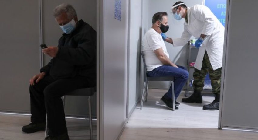 Opening of the mega vaccination center against Covid-19 in Athens, Greece on February 15, 2021.  / Έναρξη λειτουργίας του mega εμβολιαστικού κέντρου κατά της Covid-19, στο εκθεσιακό κέντρο Helexpo στο Μαρούσι, Αθηνα, 15 Φεβρουαρίου 2021.