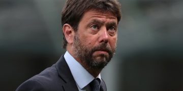 MILAN, ITALY - JULY 07:  Juventus president Andrea Agnelli looks on prior to the Serie A match between AC Milan and Juventus at Stadio Giuseppe Meazza on July 7, 2020 in Milan, Italy.  (Photo by Emilio Andreoli/Getty Images)