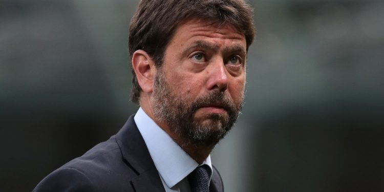 MILAN, ITALY - JULY 07:  Juventus president Andrea Agnelli looks on prior to the Serie A match between AC Milan and Juventus at Stadio Giuseppe Meazza on July 7, 2020 in Milan, Italy.  (Photo by Emilio Andreoli/Getty Images)