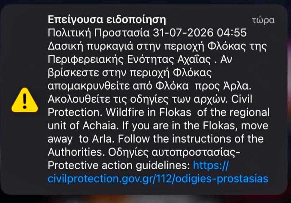 Δασική πυρκαγιά στην περιοχή Φλόκα Αχαΐας